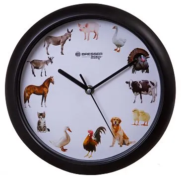 Часы настенные Bresser Junior, 25 см, с животными (выставочный образец)