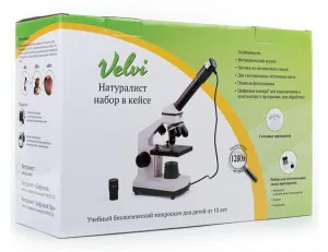 Микроскоп цифровой Velvi «Натуралист» 40–1280x, 0,35 Мпикс, в кейсе, изображение 5