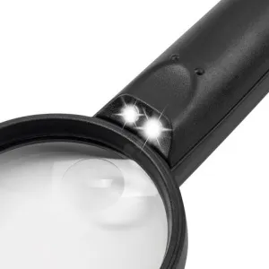 Лупа BRAUBERG ручная 4x, 65 мм, с подсветкой, черная (454129), изображение 2