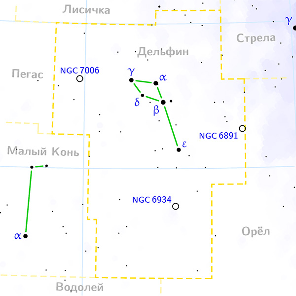 Созвездие Дельфин на небе
